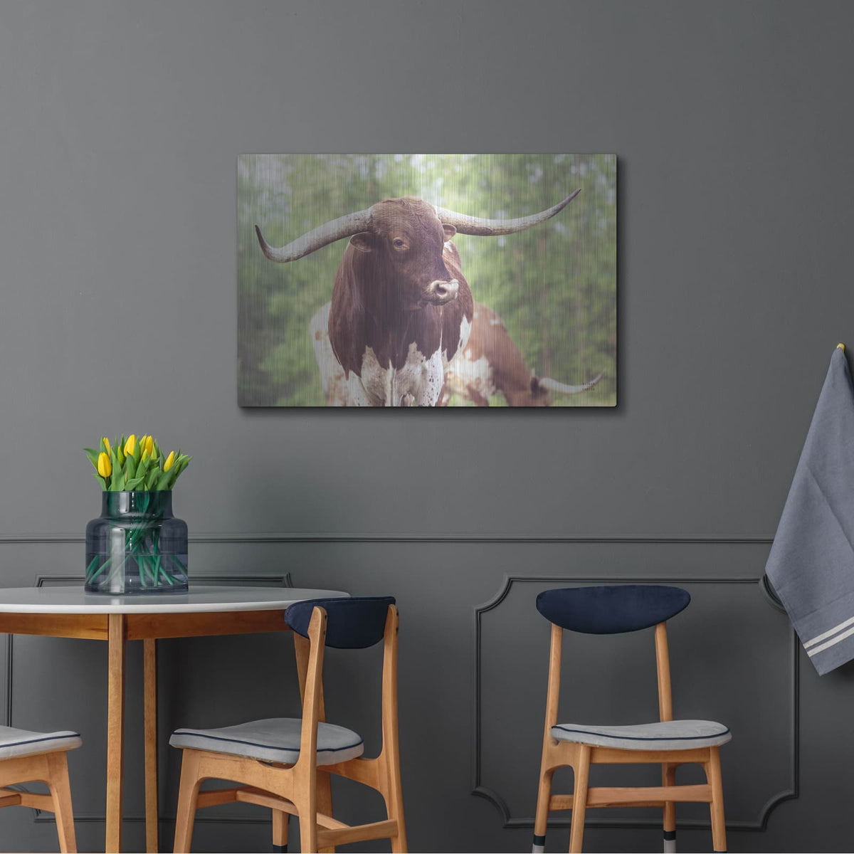 'Longhorn Gaze 1' by Nathan Larson – Metal Wall Art, 36x24 room view