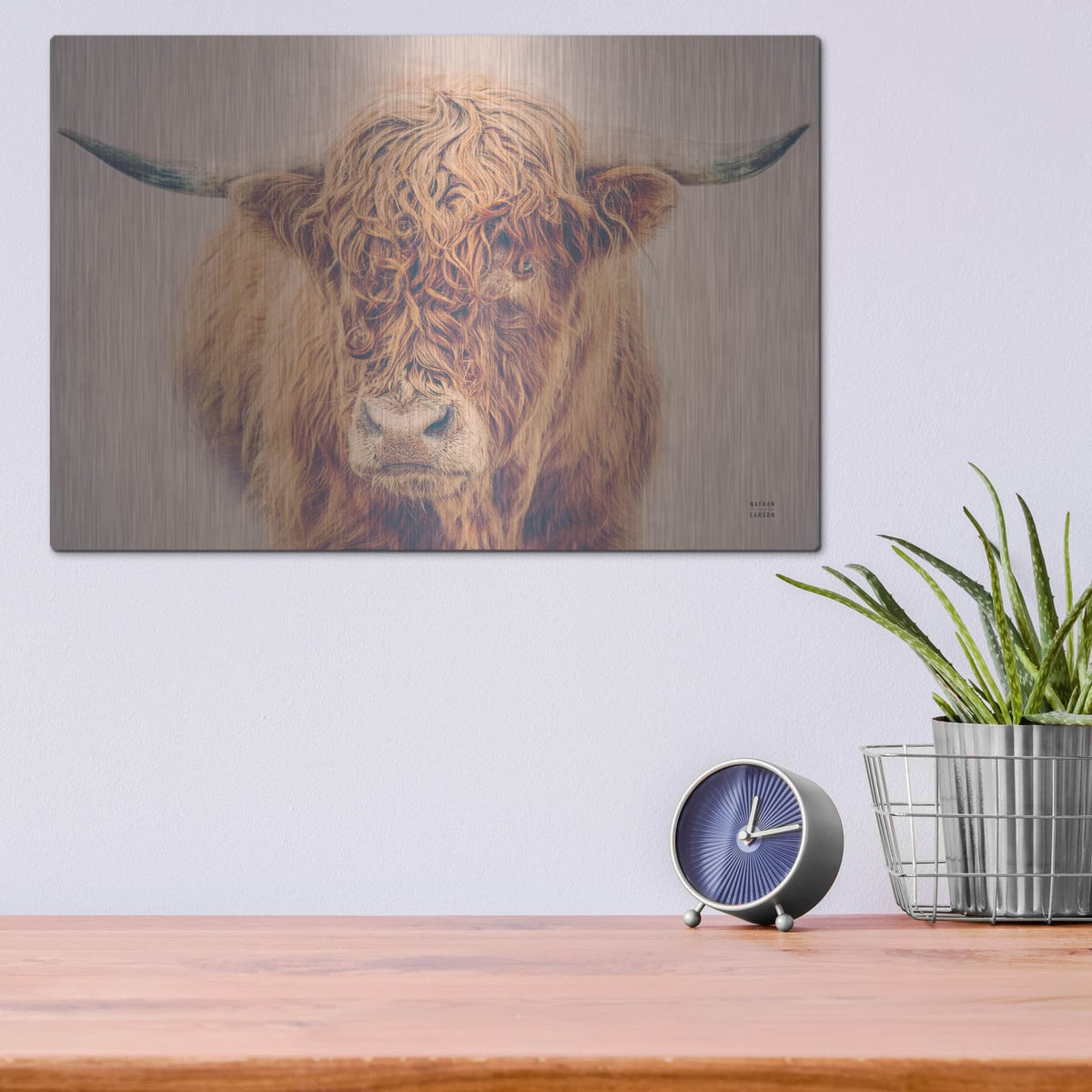 'Highland In The Winter Fog' by Nathan Larson – Metal Wall Art, 16x12 room view