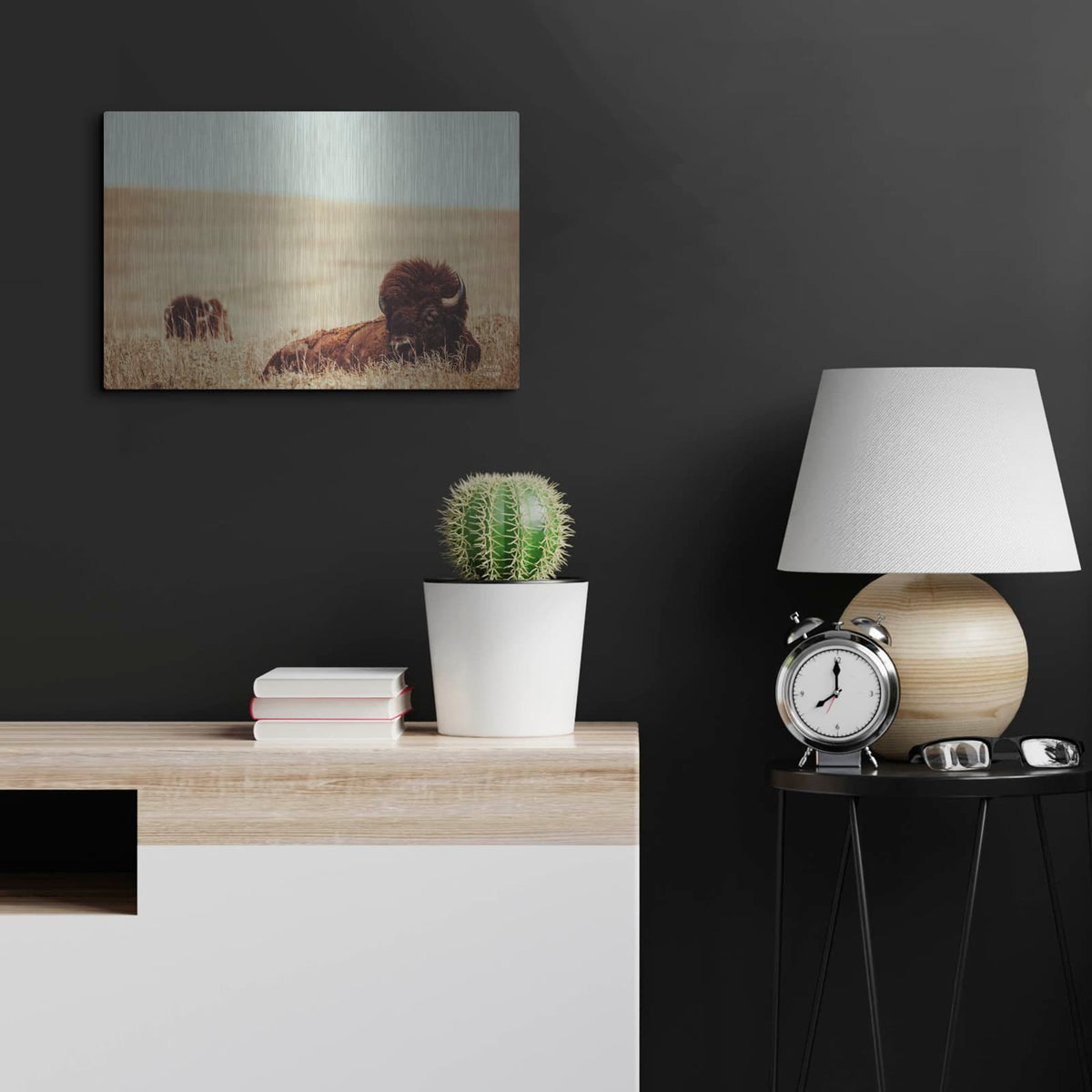 'Tall Grass Bison' by Nathan Larson – Metal Wall Art, 24x16 room view