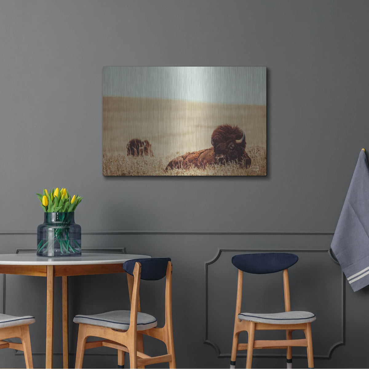'Tall Grass Bison' by Nathan Larson – Metal Wall Art, 36x24 room view
