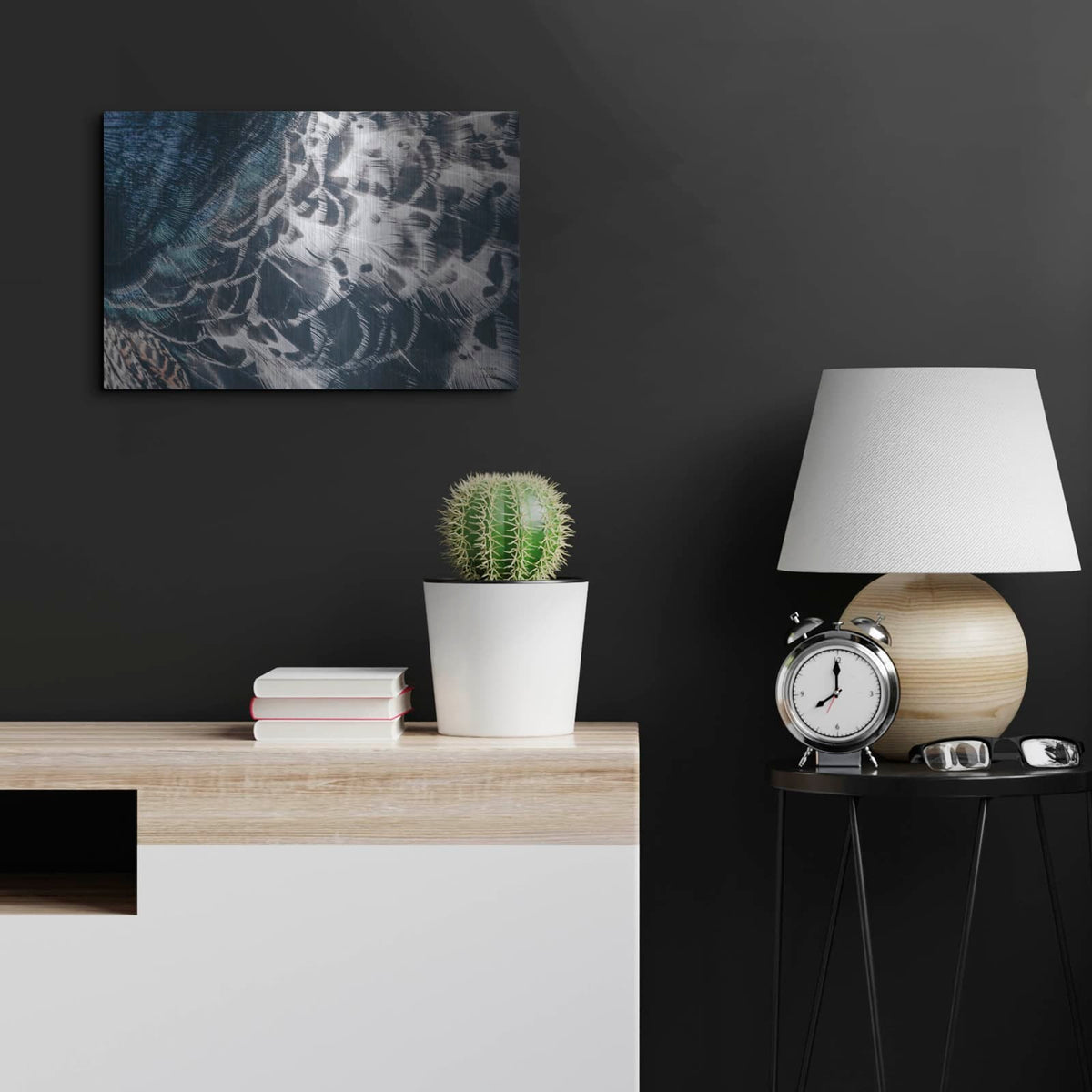 'Peacock Study 1 Horizontal' by Nathan Larson – Metal Wall Art, 24x16 room view