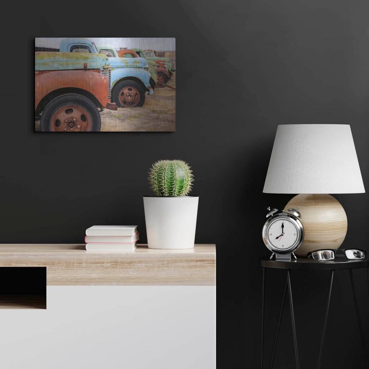 'Line Up Bright' by Nathan Larson – Metal Wall Art, 24x16 room view