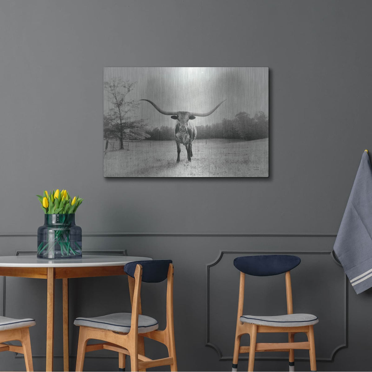 'Longhorn Backlit Aged' by Nathan Larson – Metal Wall Art, 36x24 room view