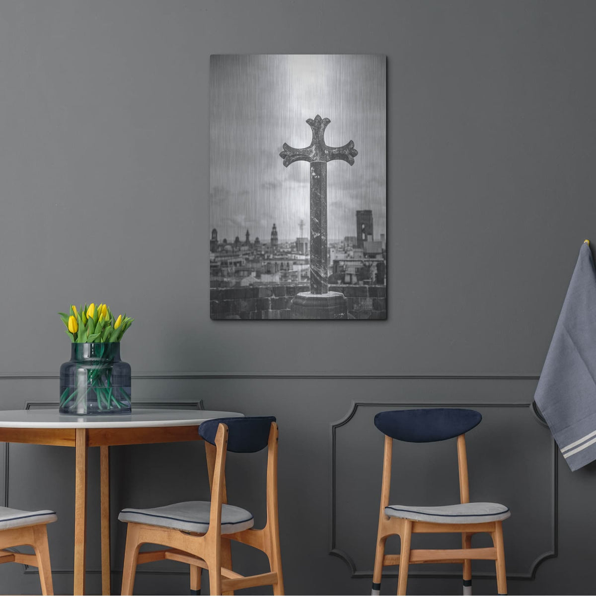 'Cathedral View Barcelona Bw' by Nathan Larson – Metal Wall Art, 24x36 room view