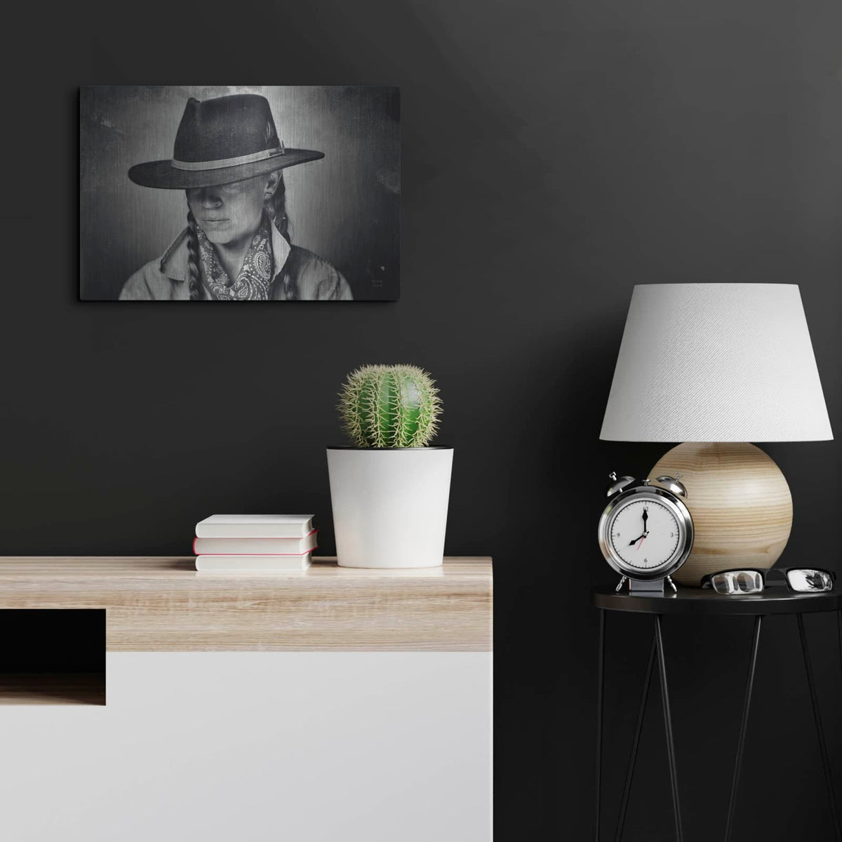 'Home On The Range Cowgirl 1' by Nathan Larson – Metal Wall Art, 24x16 room view
