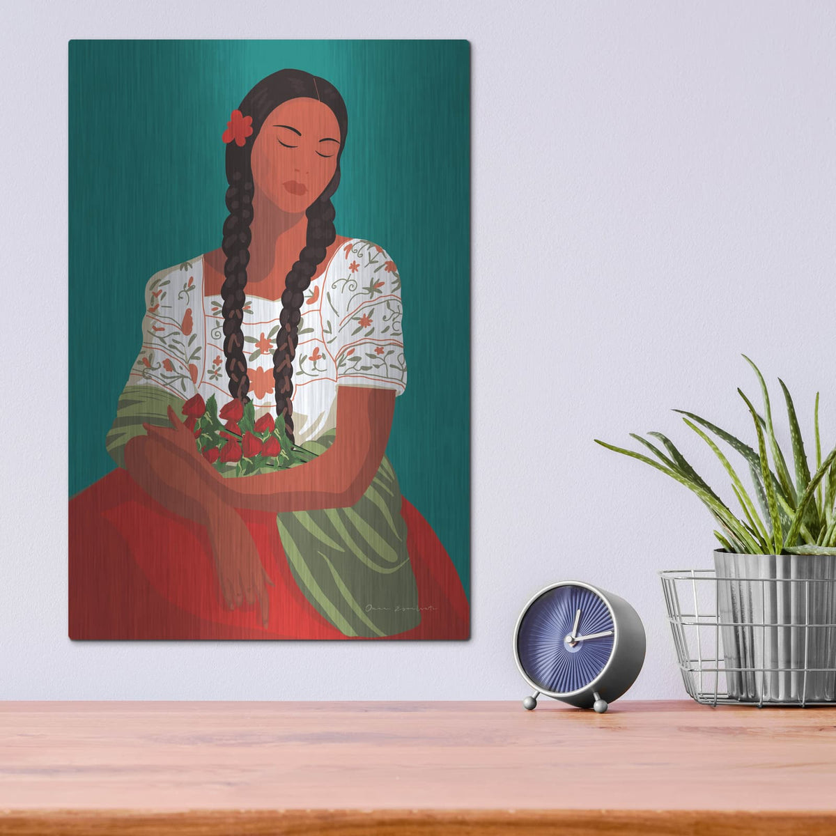 'Mexican Woman 1' by Omar Escalante – Metal Wall Art, 12x16 room view