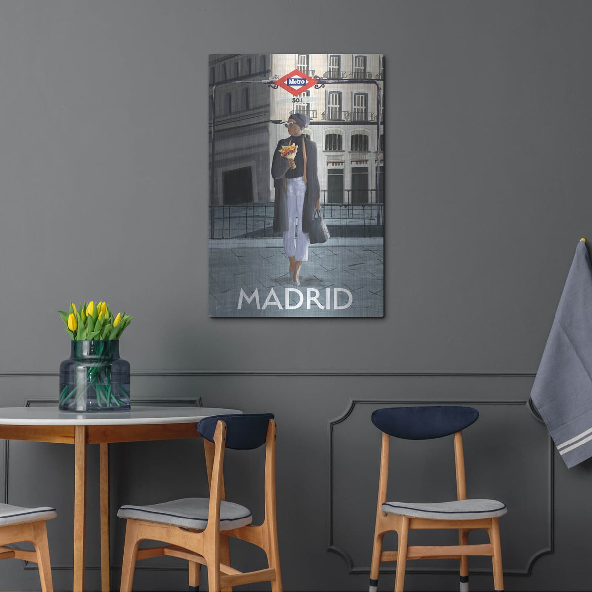 'Girl In Madrid' by Omar Escalante – Metal Wall Art, 24x36 room view