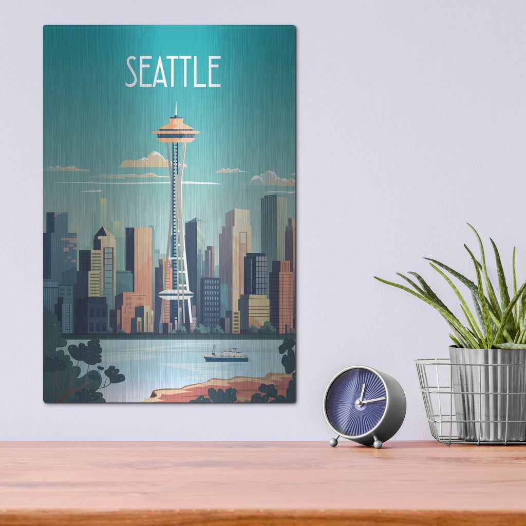 'City Sights Seattle' by Omar Escalante – Metal Wall Art, 12x16 room view