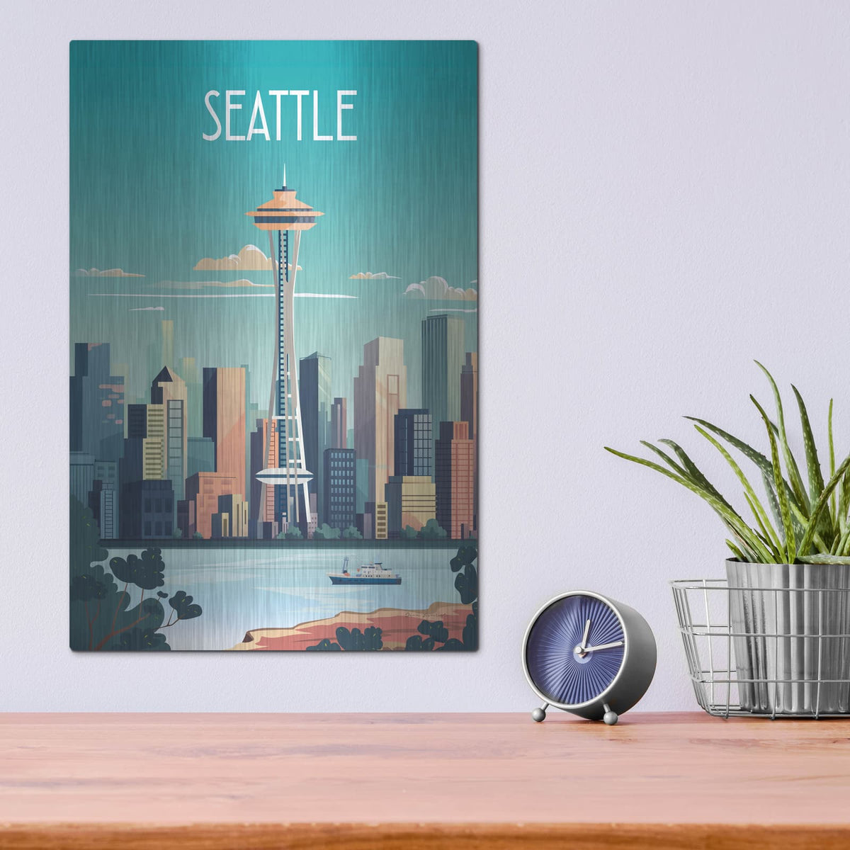 'City Sights Seattle' by Omar Escalante – Metal Wall Art, 12x16 room view