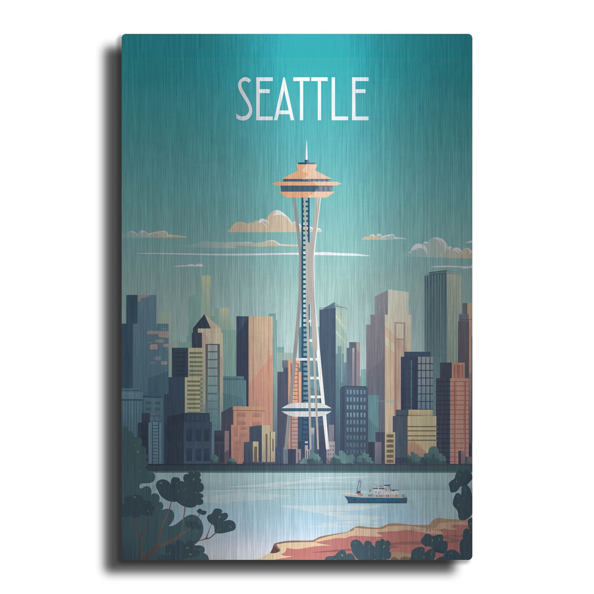 'City Sights Seattle' by Omar Escalante – Metal Wall Art