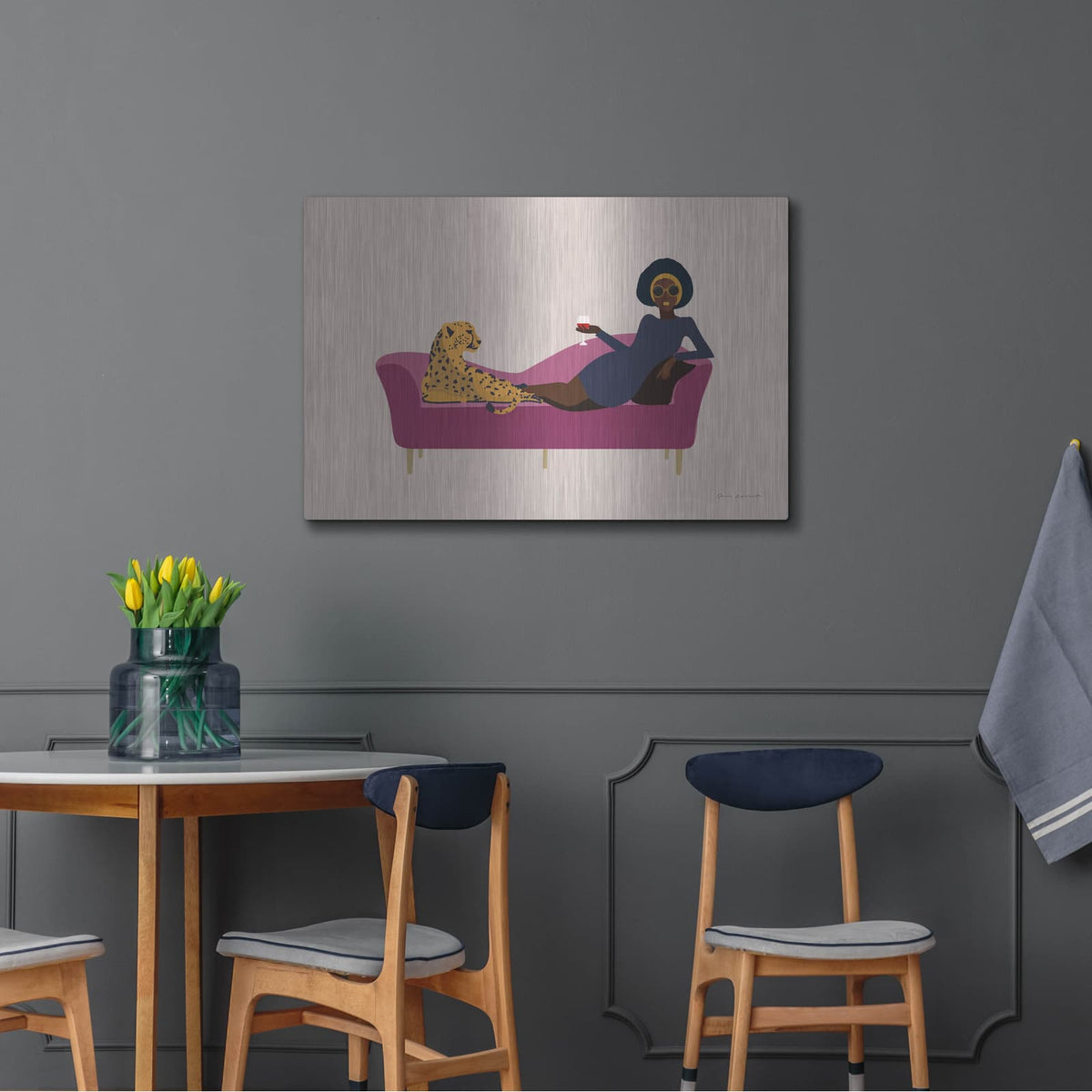 'Wild Lounge I Pink Couch' by Omar Escalante – Metal Wall Art, 36x24 room view
