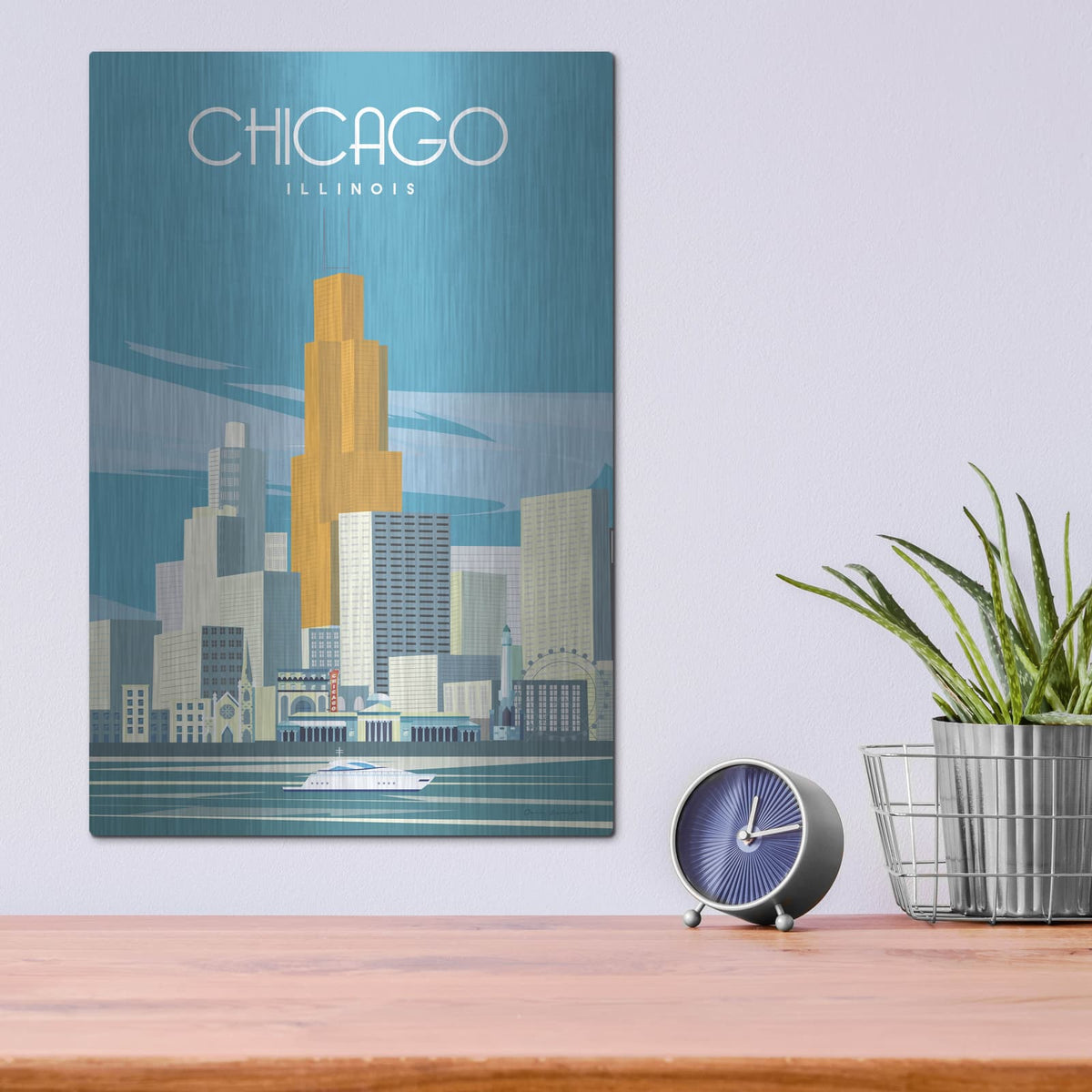 'Chicago From Lake Michigan' by Omar Escalante – Metal Wall Art, 12x16 room view