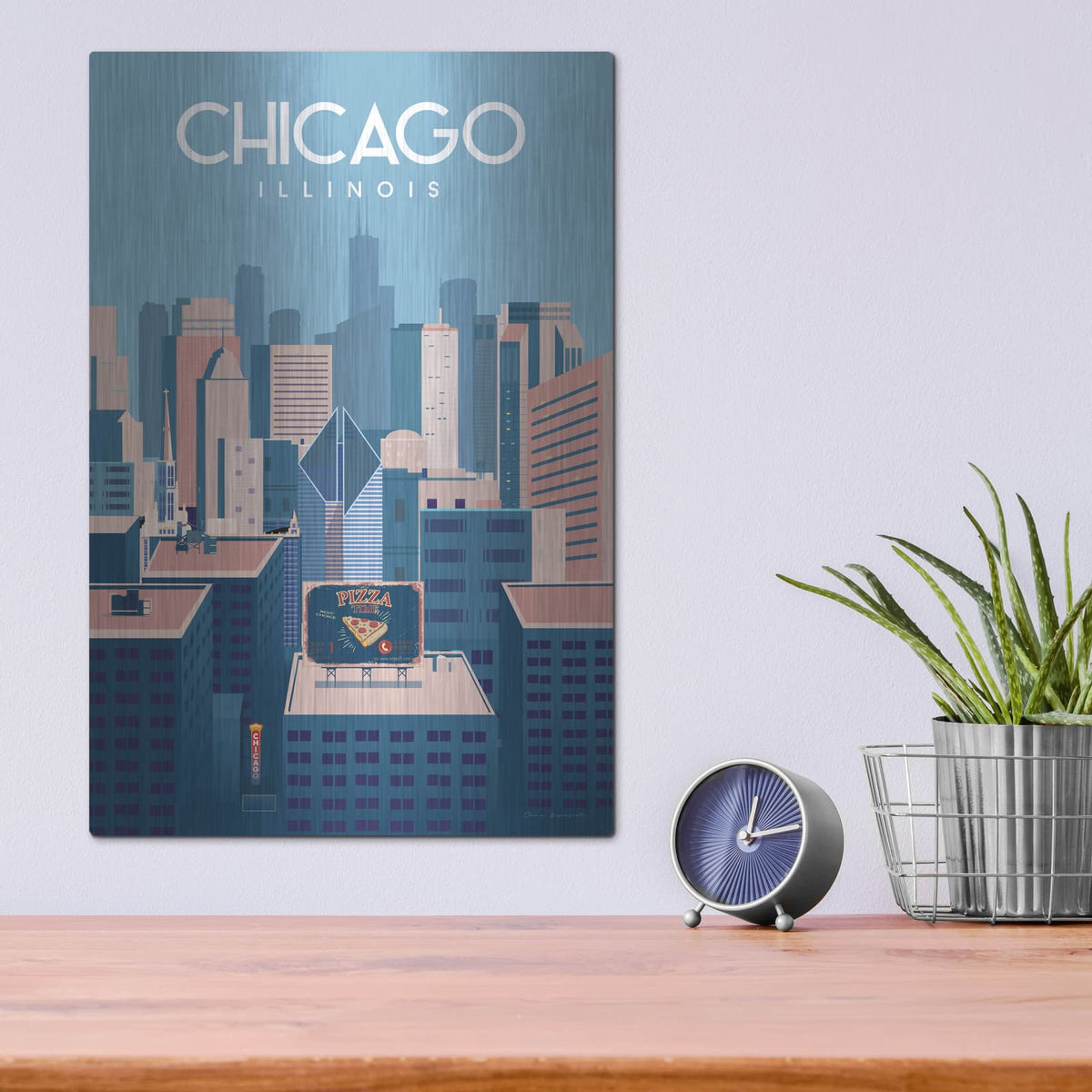 'Chicago Illinois' by Omar Escalante – Metal Wall Art, 12x16 room view