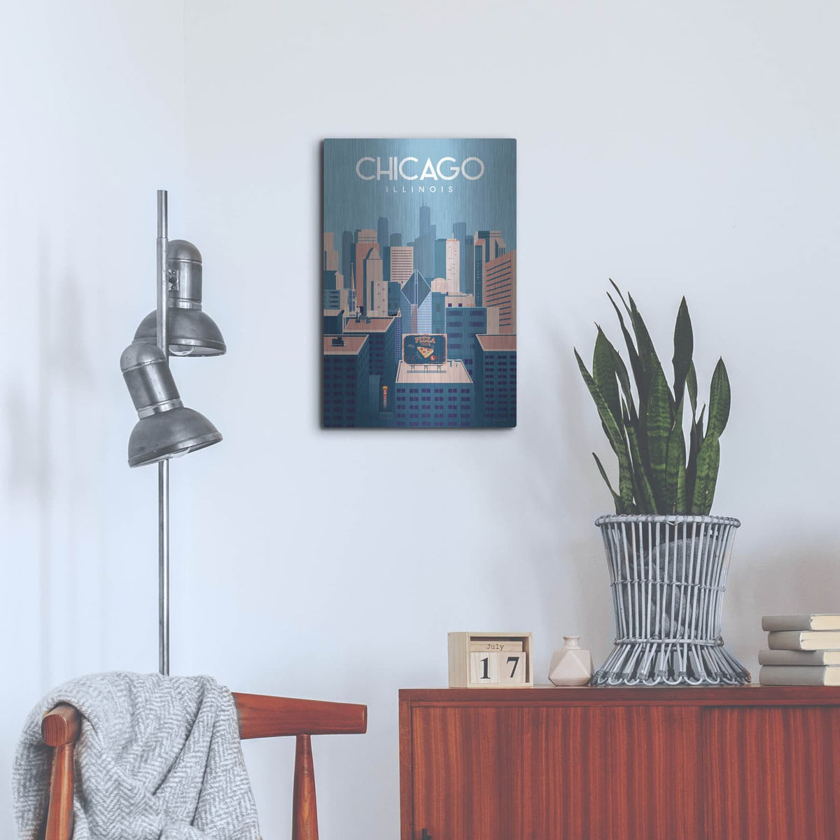 'Chicago Illinois' by Omar Escalante – Metal Wall Art, 16x24 room view