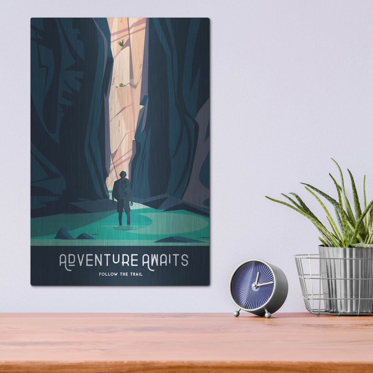 'Adventure Awaits' by Omar Escalante – Metal Wall Art, 12x16 room view
