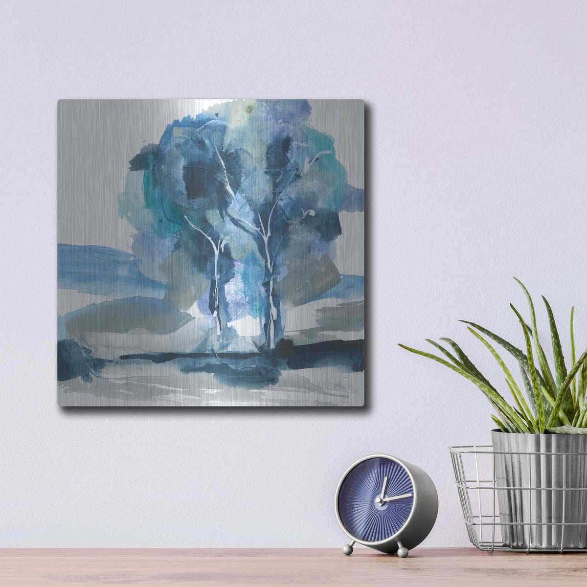 'Blue Impasto 3' by Chris Paschke – Metal Wall Art, 12x12 room view