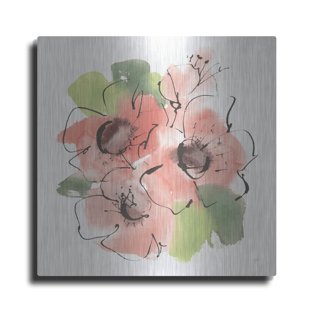 'Pink Coral Poppies 1' by Chris Paschke – Metal Wall Art