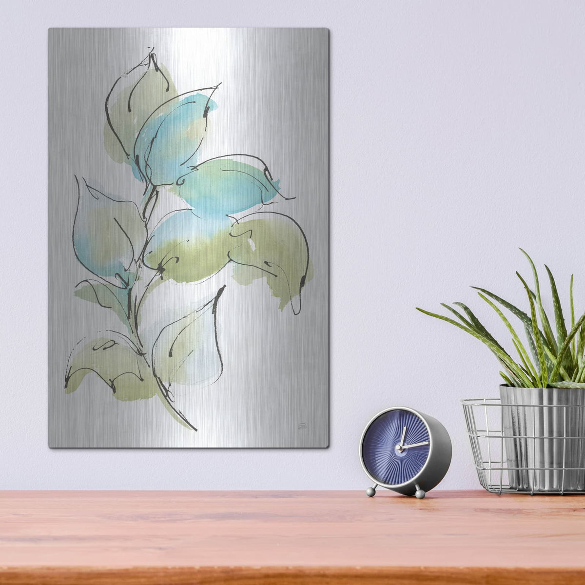 'Textured Leaves 1' by Chris Paschke – Metal Wall Art, 12x16 room view