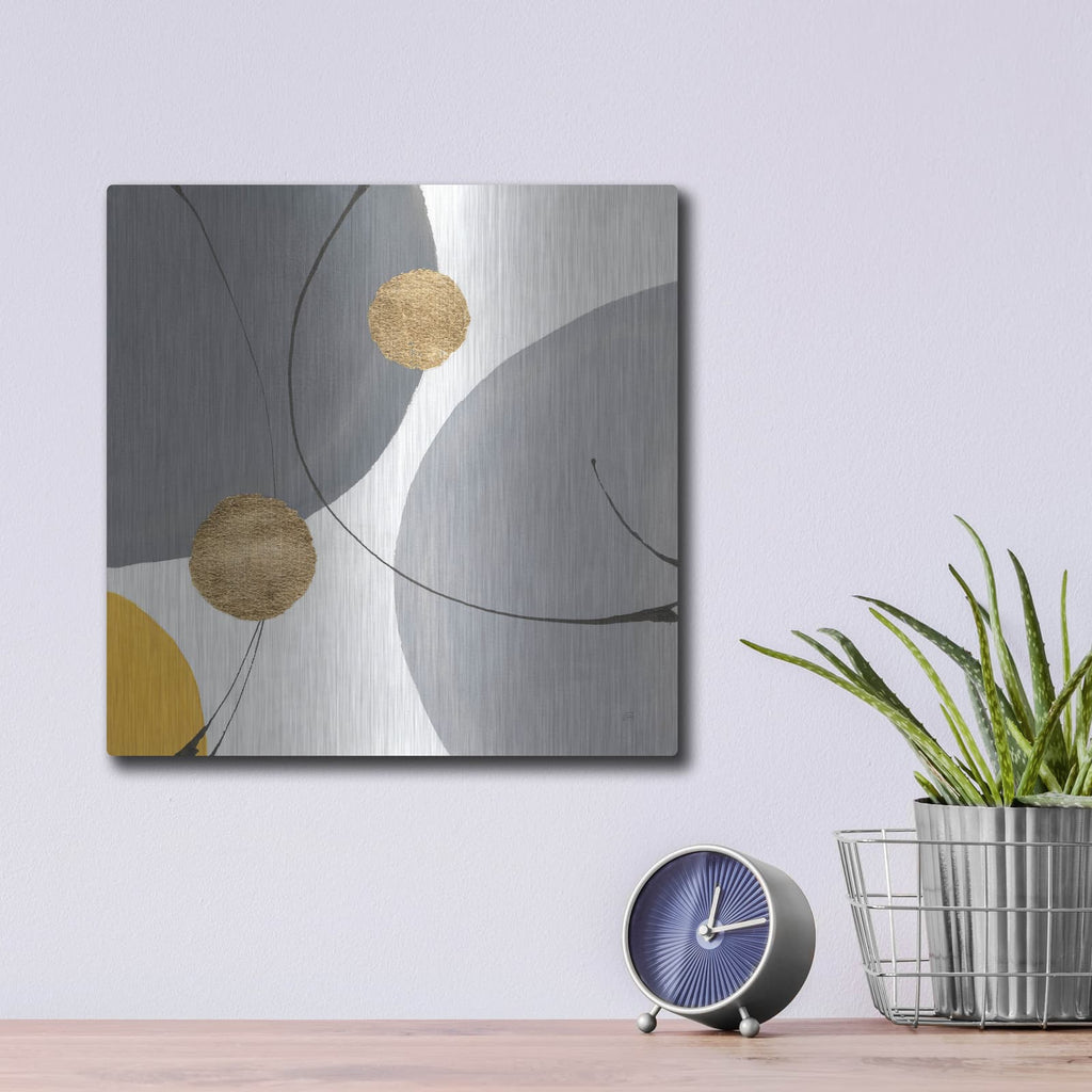 'Golden Orbs 3' by Chris Paschke – Metal Wall Art, 12x12 room view