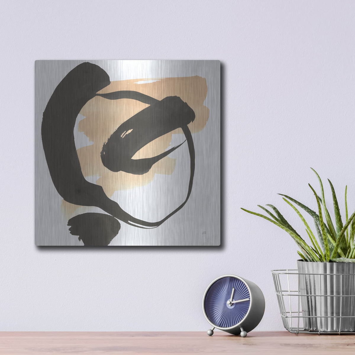 'Black And Cream 1' by Chris Paschke – Metal Wall Art, 12x12 room view