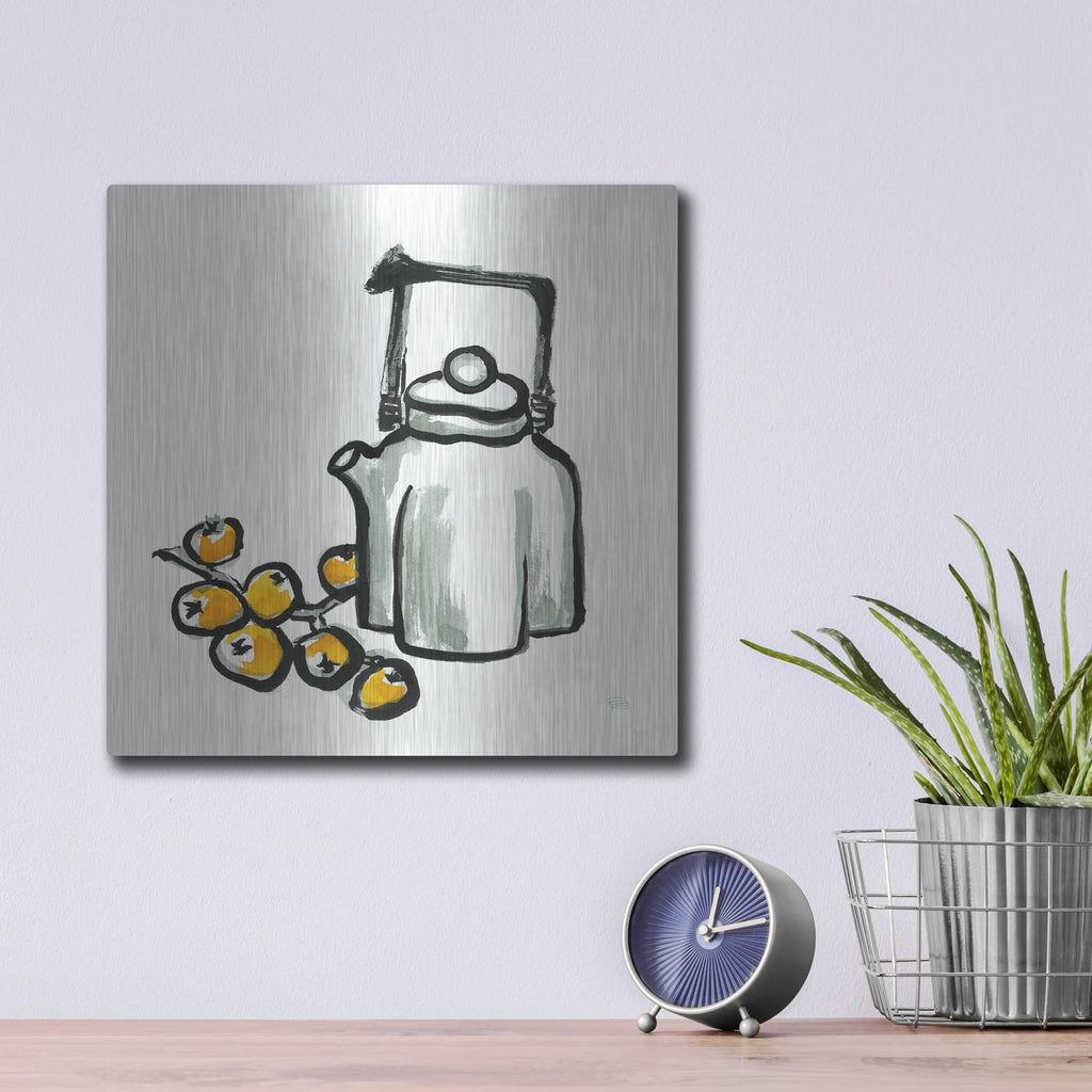 'Tea And Loquats' by Chris Paschke – Metal Wall Art, 12x12 room view