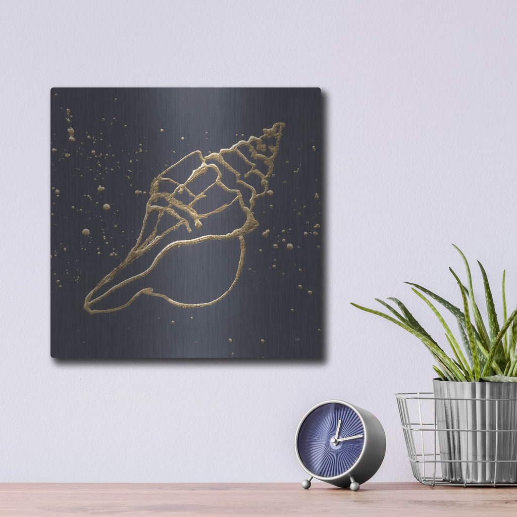 'Gold Conch 2' by Chris Paschke – Metal Wall Art, 12x12 room view