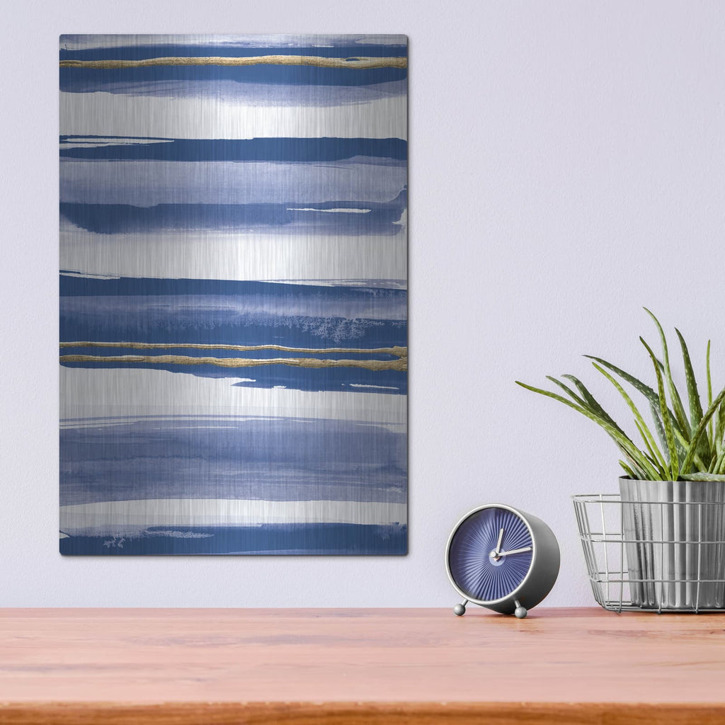 'Gilded Grey 4 Indigo And White' by Chris Paschke – Metal Wall Art, 12x16 room view