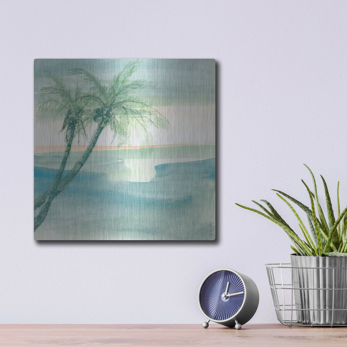 'Peaceful Dusk 1 Tropical' by Chris Paschke – Metal Wall Art, 12x12 room view