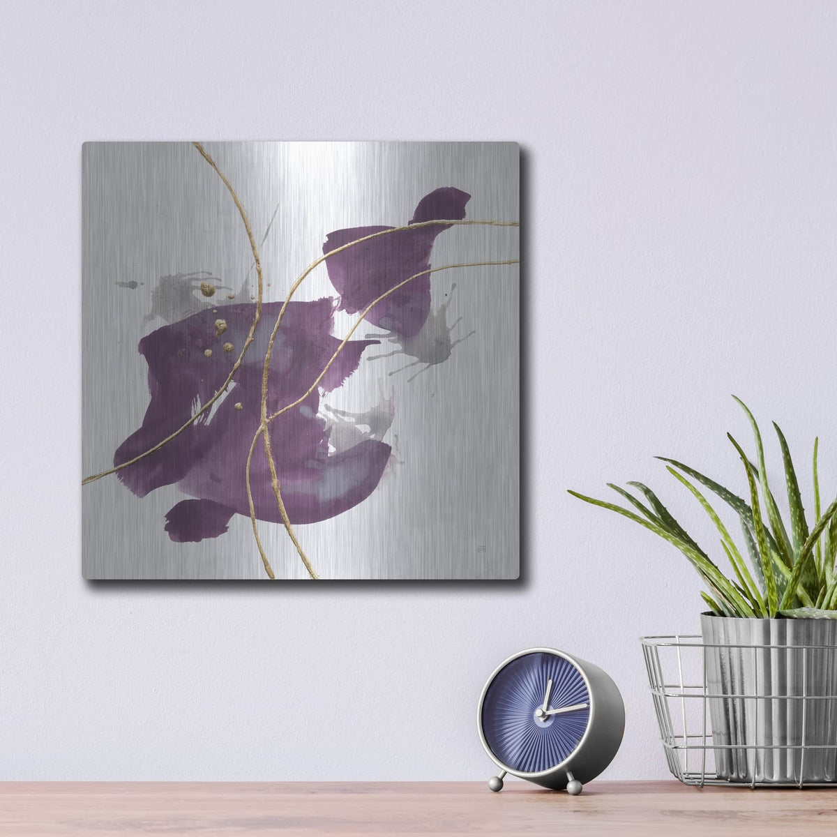 'Plum And Gold 1' by Chris Paschke – Metal Wall Art, 12x12 room view