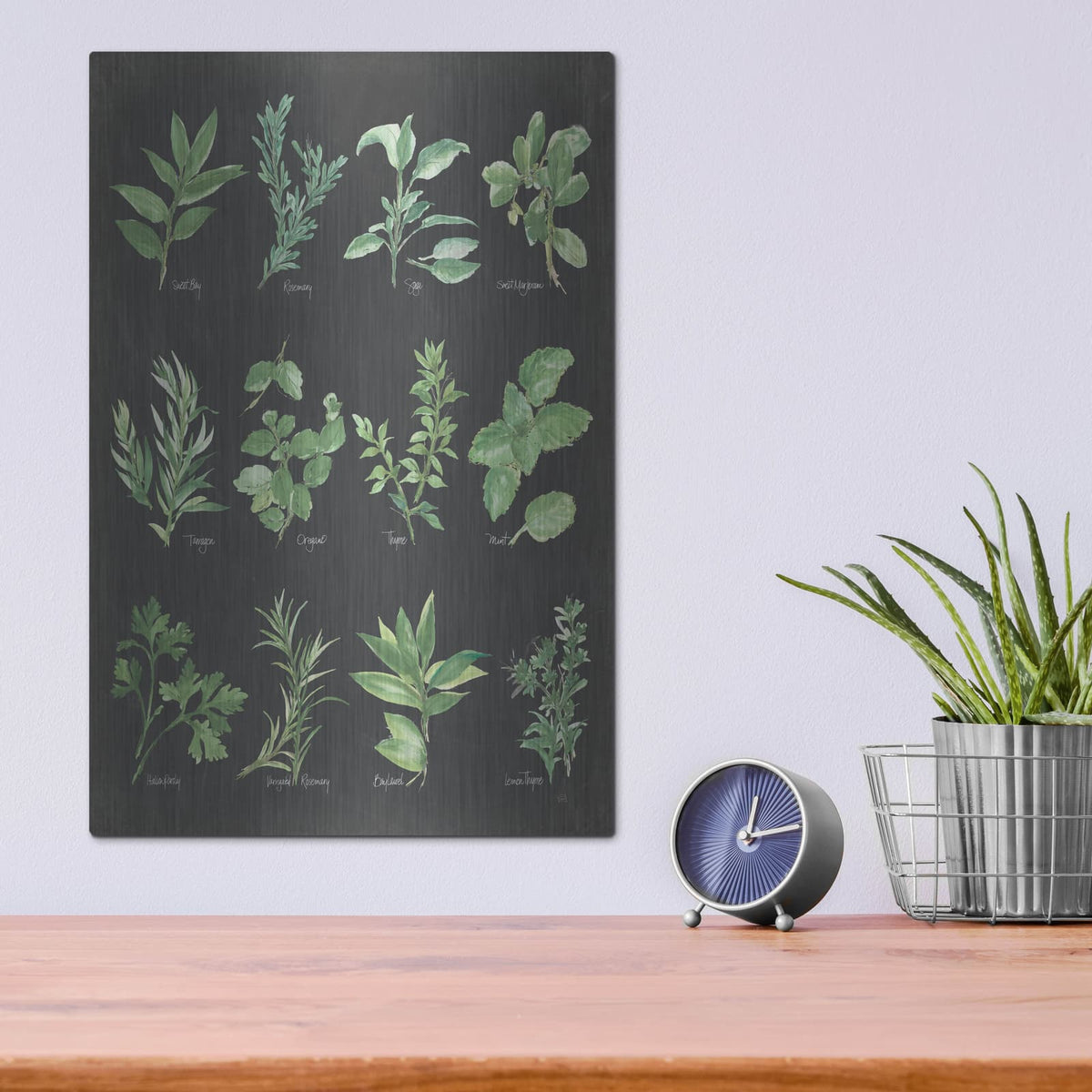 'Herb Chart On Black' by Chris Paschke – Metal Wall Art, 12x16 room view