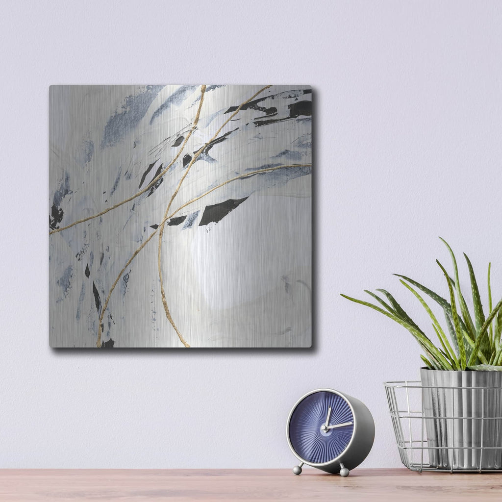 'Gold And Cream 4' by Chris Paschke – Metal Wall Art, 12x12 room view