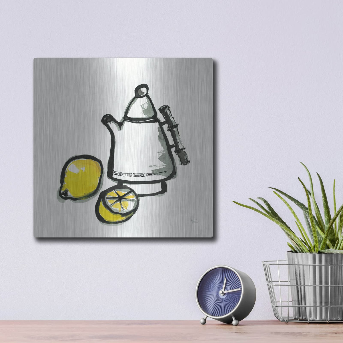 'Tea And Lemons' by Chris Paschke – Metal Wall Art, 12x12 room view