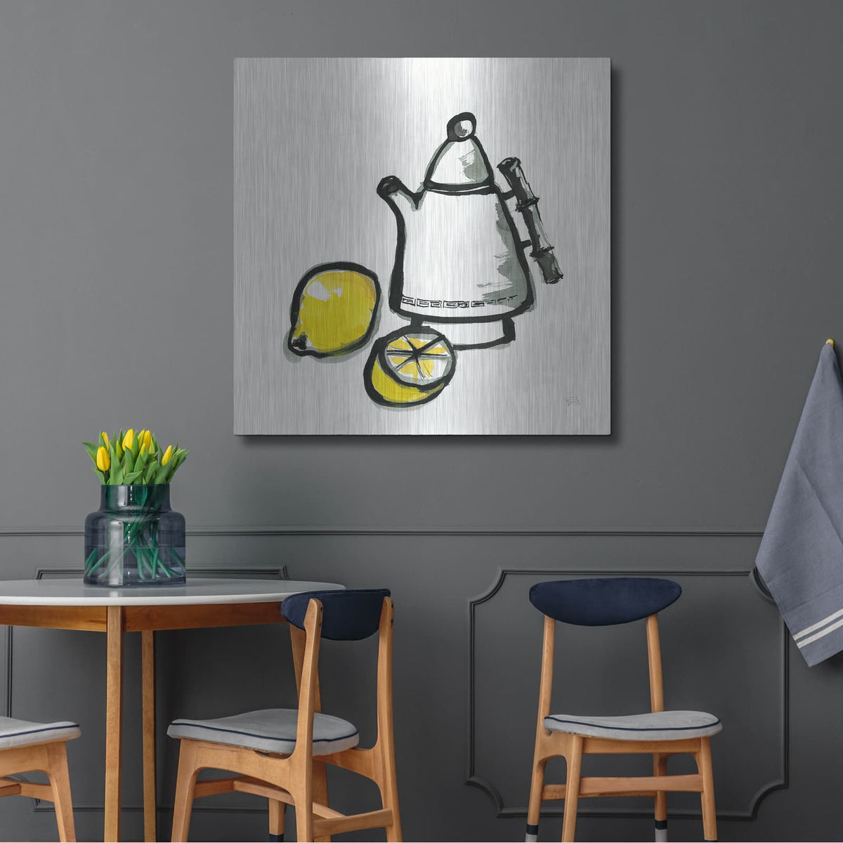 'Tea And Lemons' by Chris Paschke – Metal Wall Art, 36x36 room view