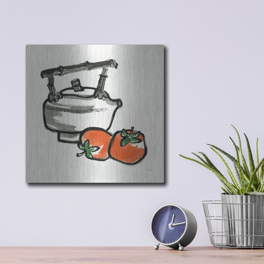 'Tea And Persimmons' by Chris Paschke – Metal Wall Art, 12x12 room view
