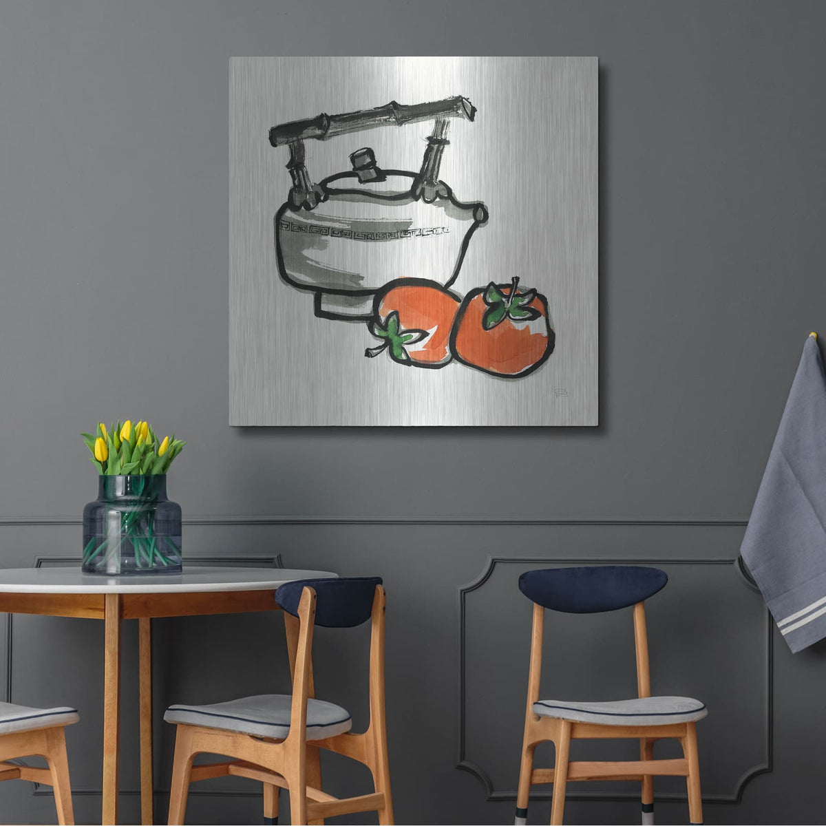 'Tea And Persimmons' by Chris Paschke – Metal Wall Art, 36x36 room view