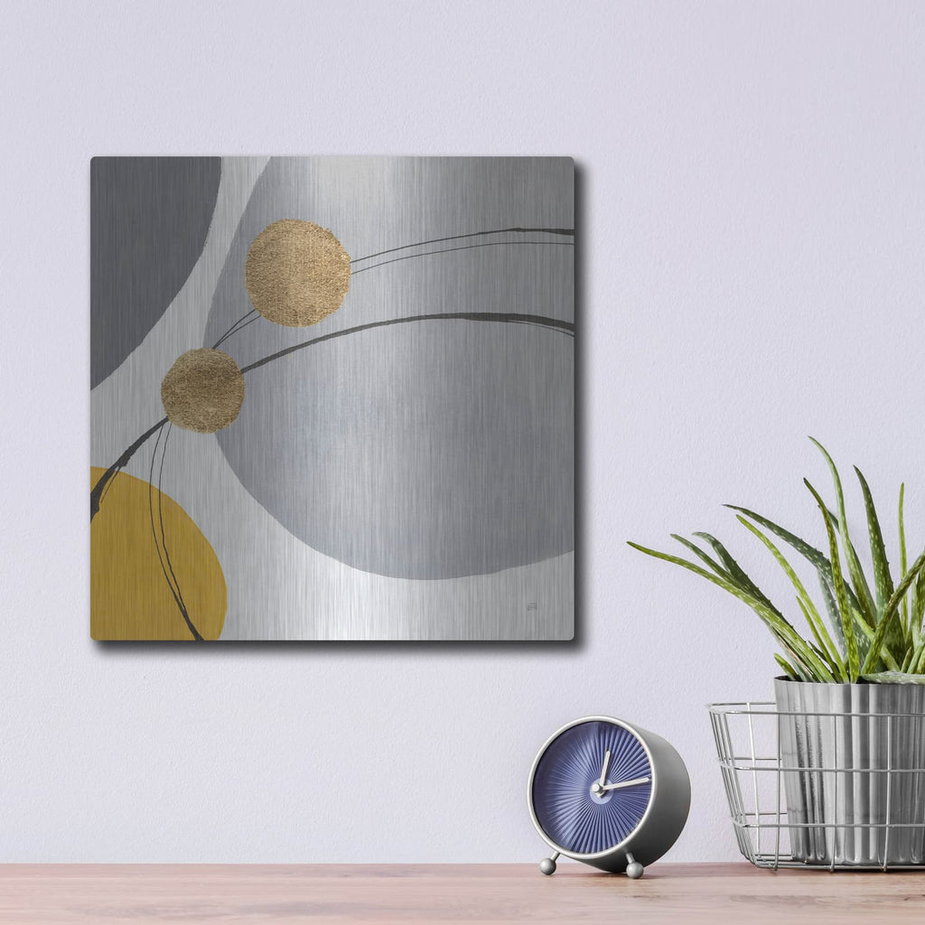 'Golden Orbs 1' by Chris Paschke – Metal Wall Art, 12x12 room view