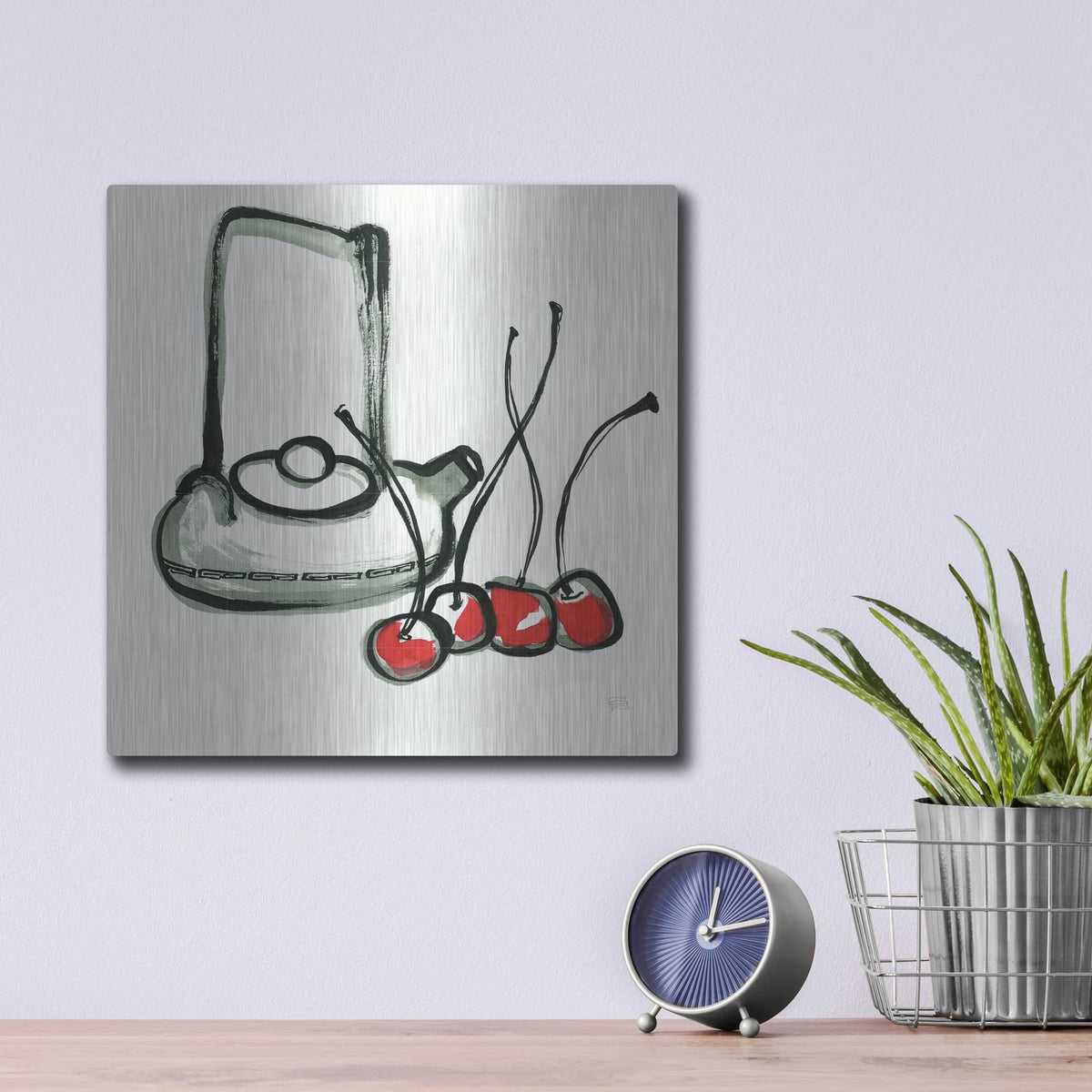 'Tea And Cherries' by Chris Paschke – Metal Wall Art, 12x12 room view