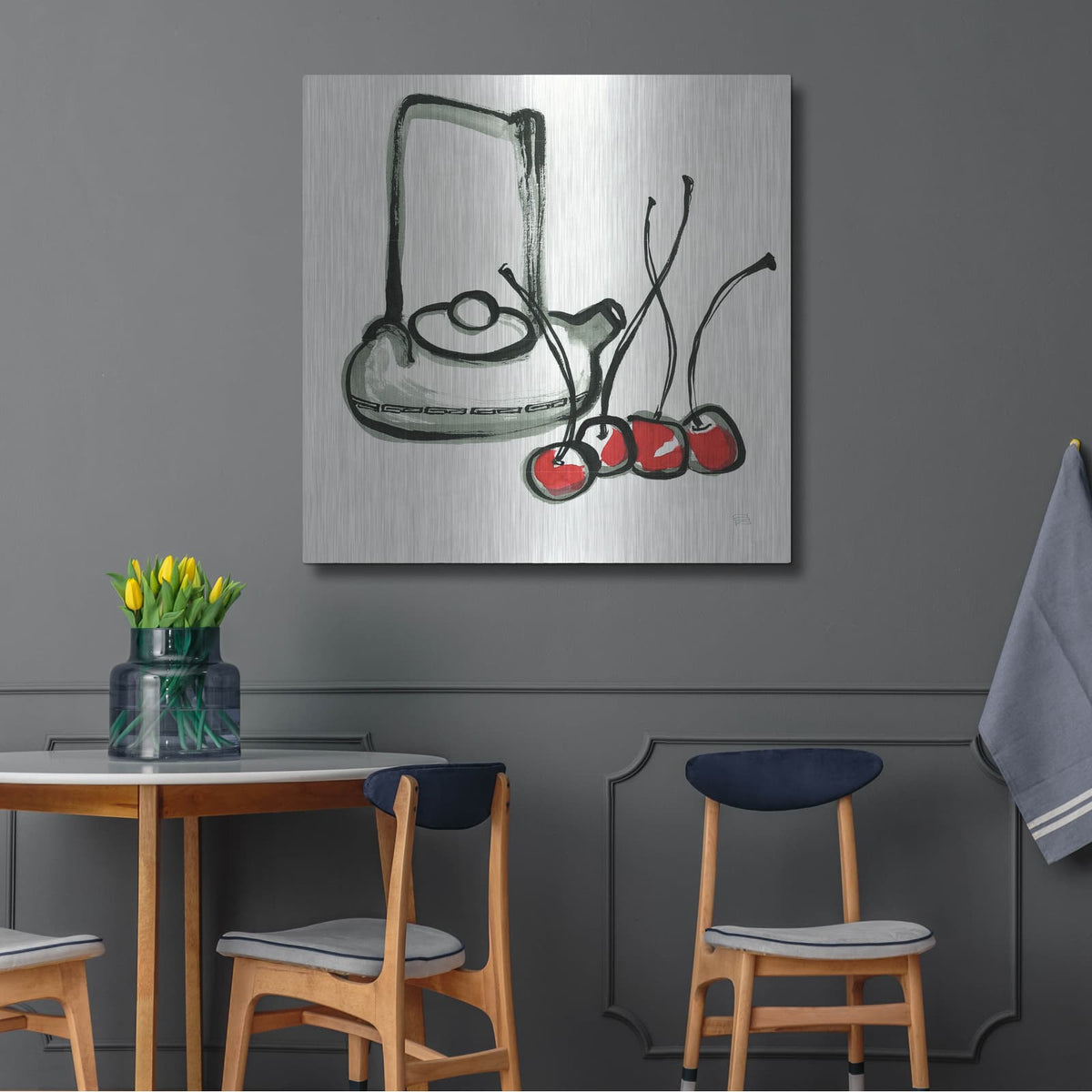 'Tea And Cherries' by Chris Paschke – Metal Wall Art, 36x36 room view