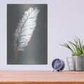 'Gold Feathers 7 On Grey' by Chris Paschke – Metal Wall Art, 12x16 room view