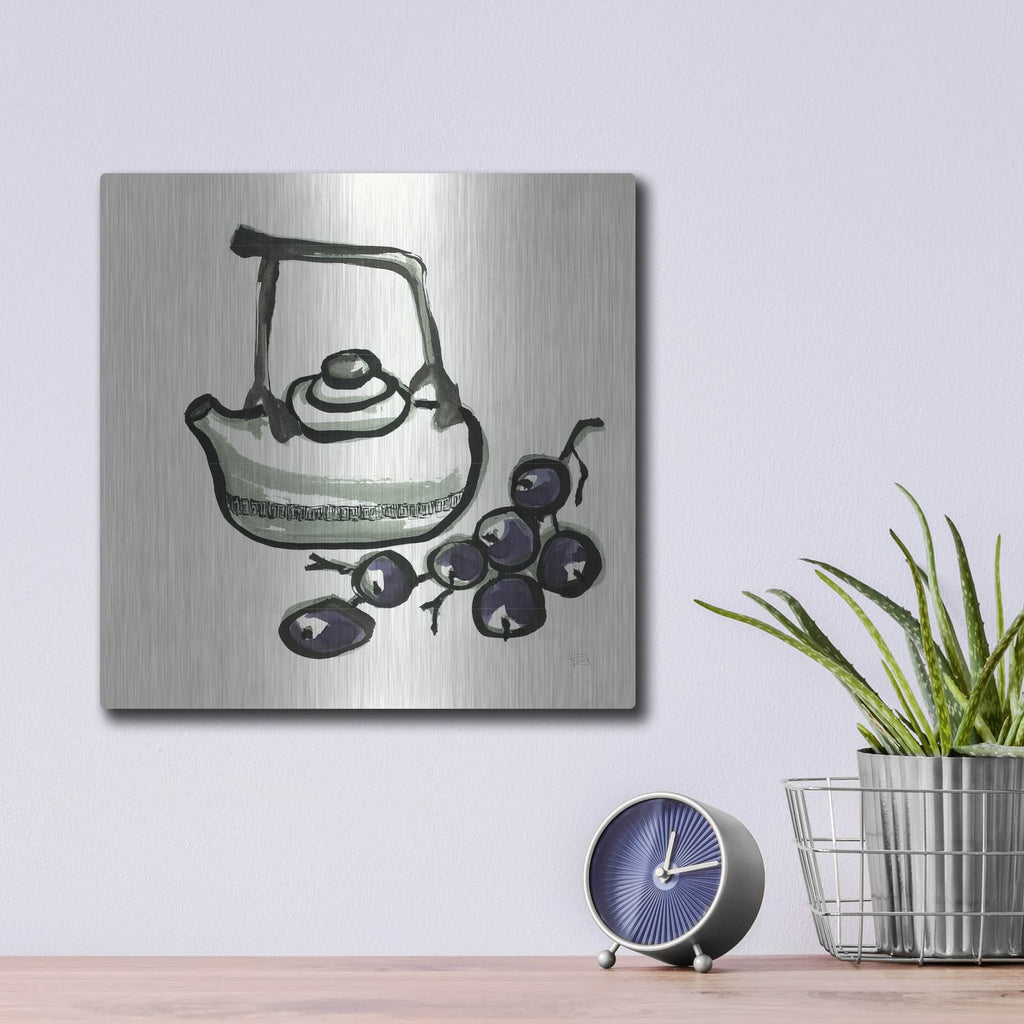 'Tea And Grapes' by Chris Paschke – Metal Wall Art, 12x12 room view