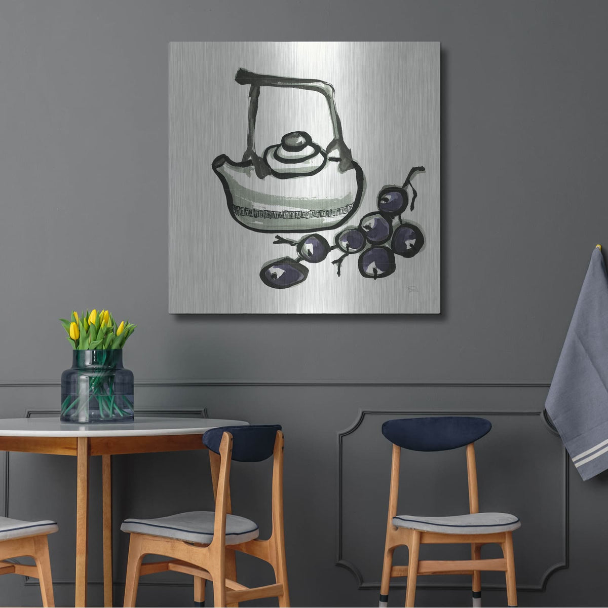 'Tea And Grapes' by Chris Paschke – Metal Wall Art, 36x36 room view