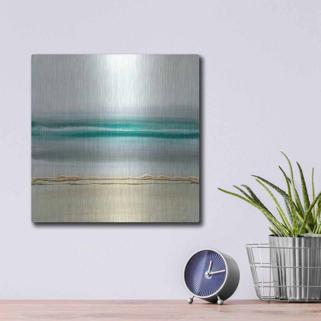 'Linear Emerald 2' by Chris Paschke – Metal Wall Art, 12x12 room view