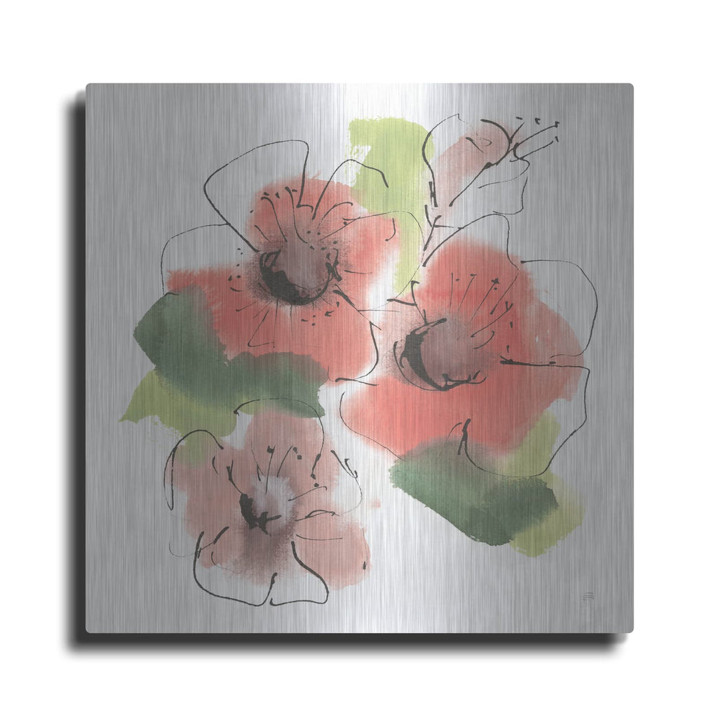 'Pink Coral Poppies 4' by Chris Paschke – Metal Wall Art