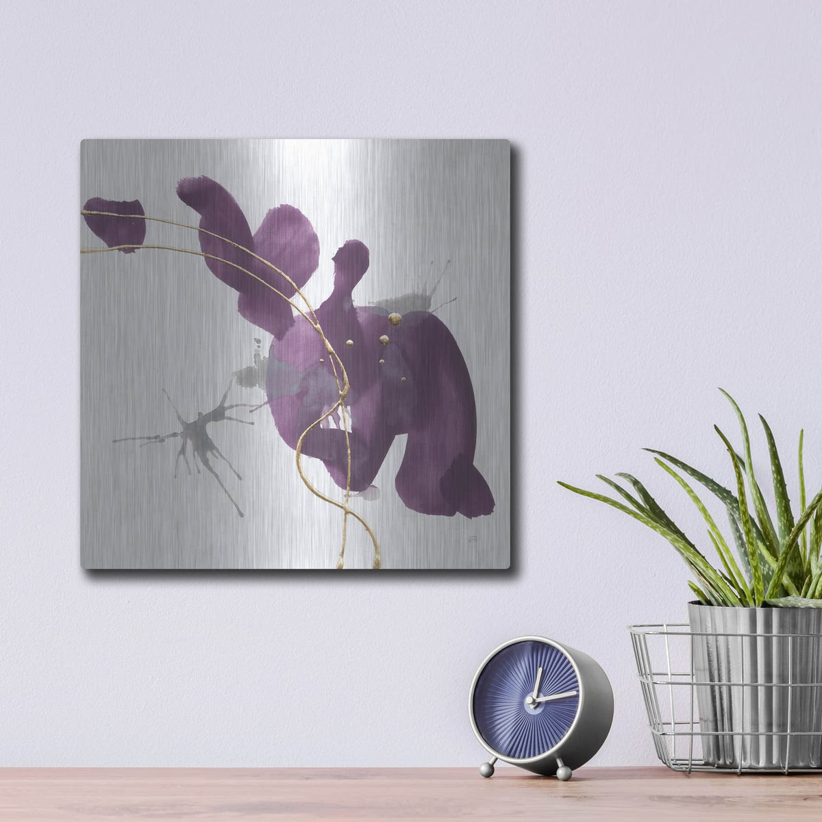 'Plum And Gold 2' by Chris Paschke – Metal Wall Art, 12x12 room view