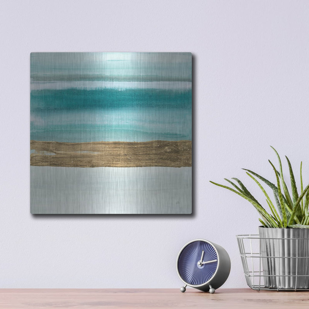 'Gold Emerald 4' by Chris Paschke – Metal Wall Art, 12x12 room view