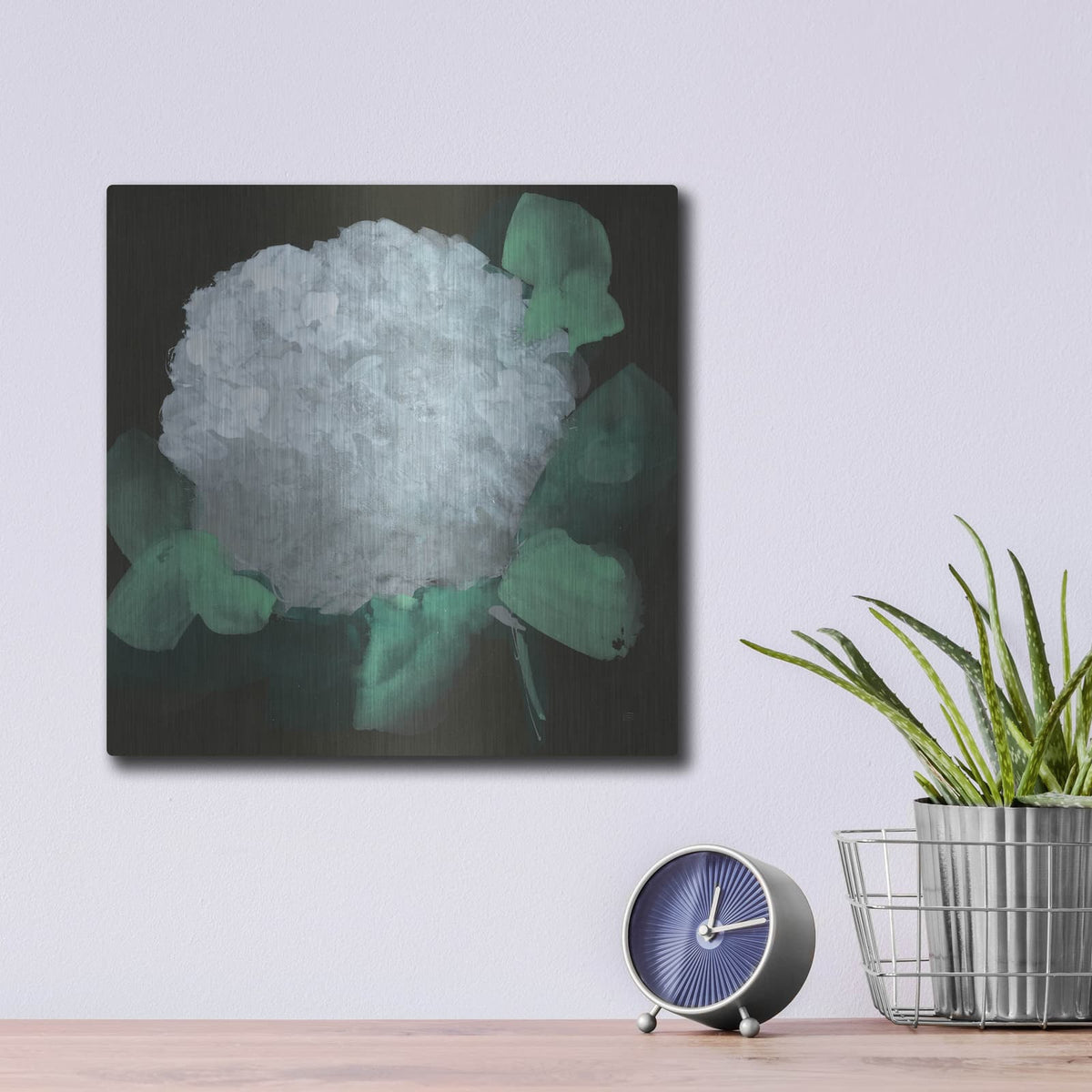 'Hydrangea 1' by Chris Paschke – Metal Wall Art, 12x12 room view