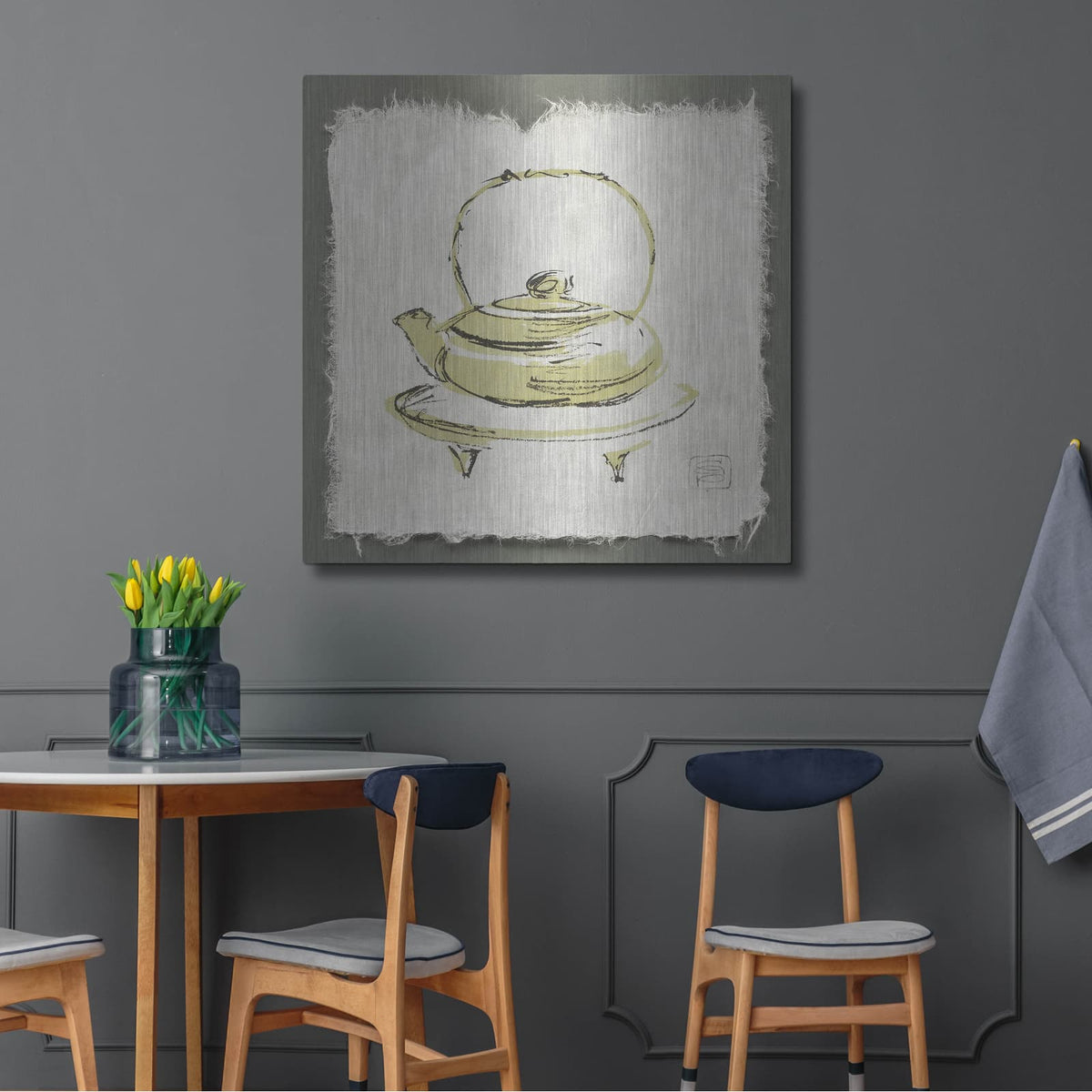 'Green Teapot' by Chris Paschke – Metal Wall Art, 36x36 room view
