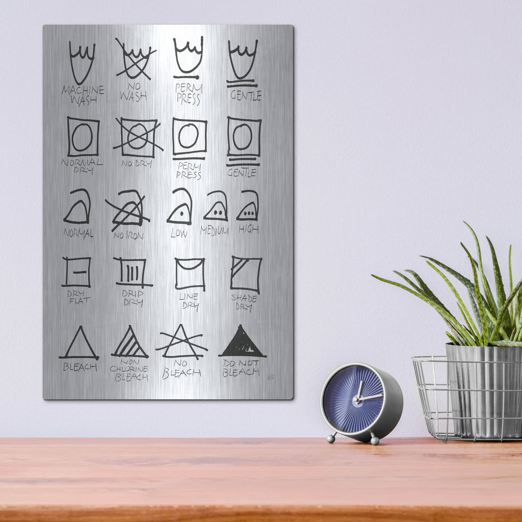 'Laundry Room Icons White' by Chris Paschke – Metal Wall Art, 12x16 room view