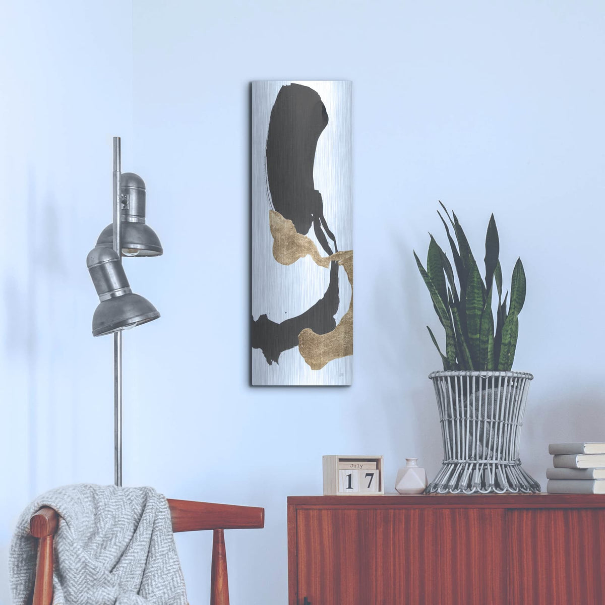 'Bold Gold Tall 2' by Chris Paschke – Metal Wall Art, 12x36 room view
