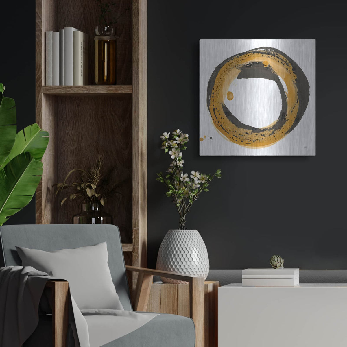 'Amber Enso 3' by Chris Paschke – Metal Wall Art, 24x24 room view